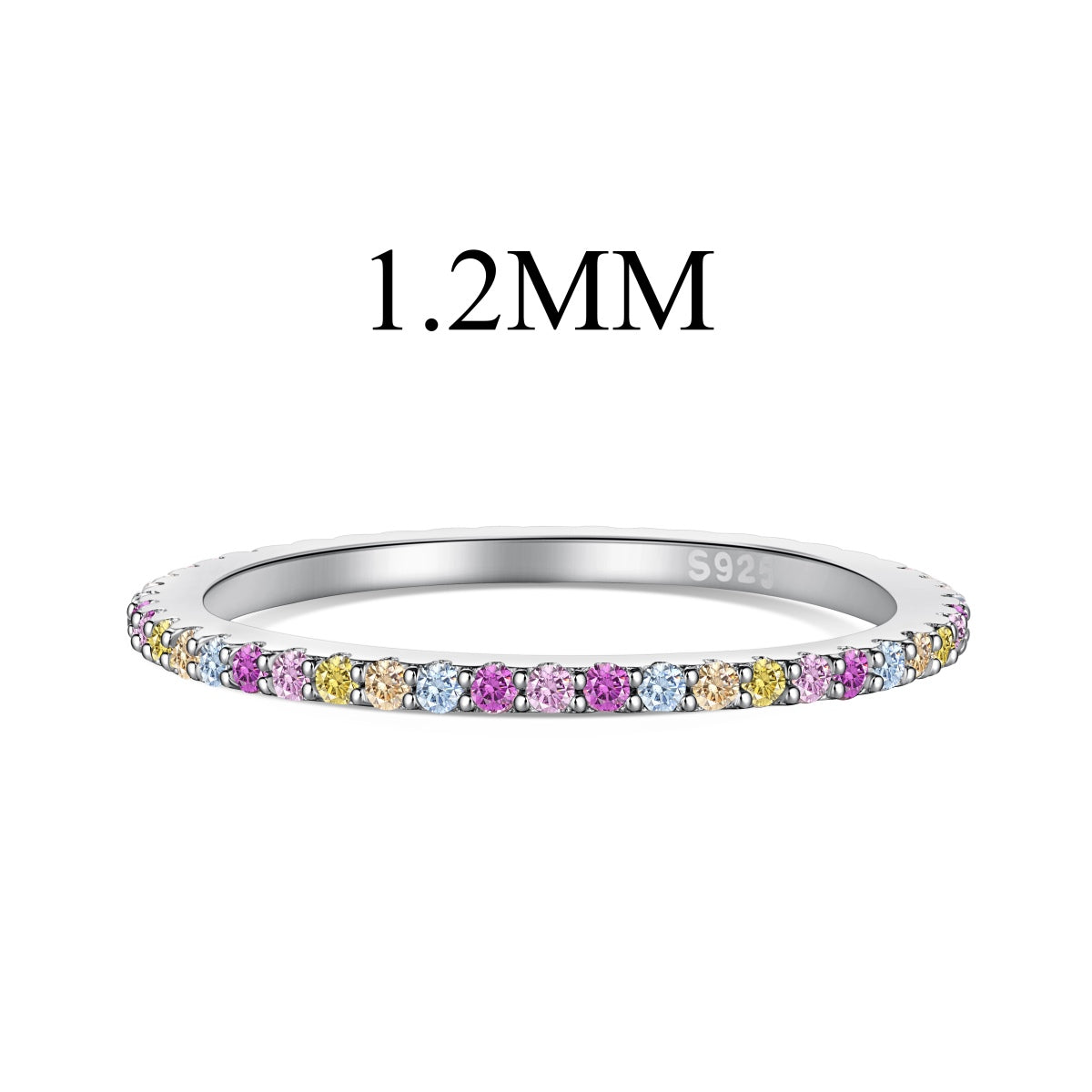 [AuraEcho]Ornate Colorful Round Cut Tennis Ring