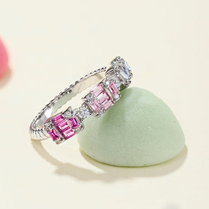 [AuraEcho]Unique Colorful Emerald Cut Party Ring