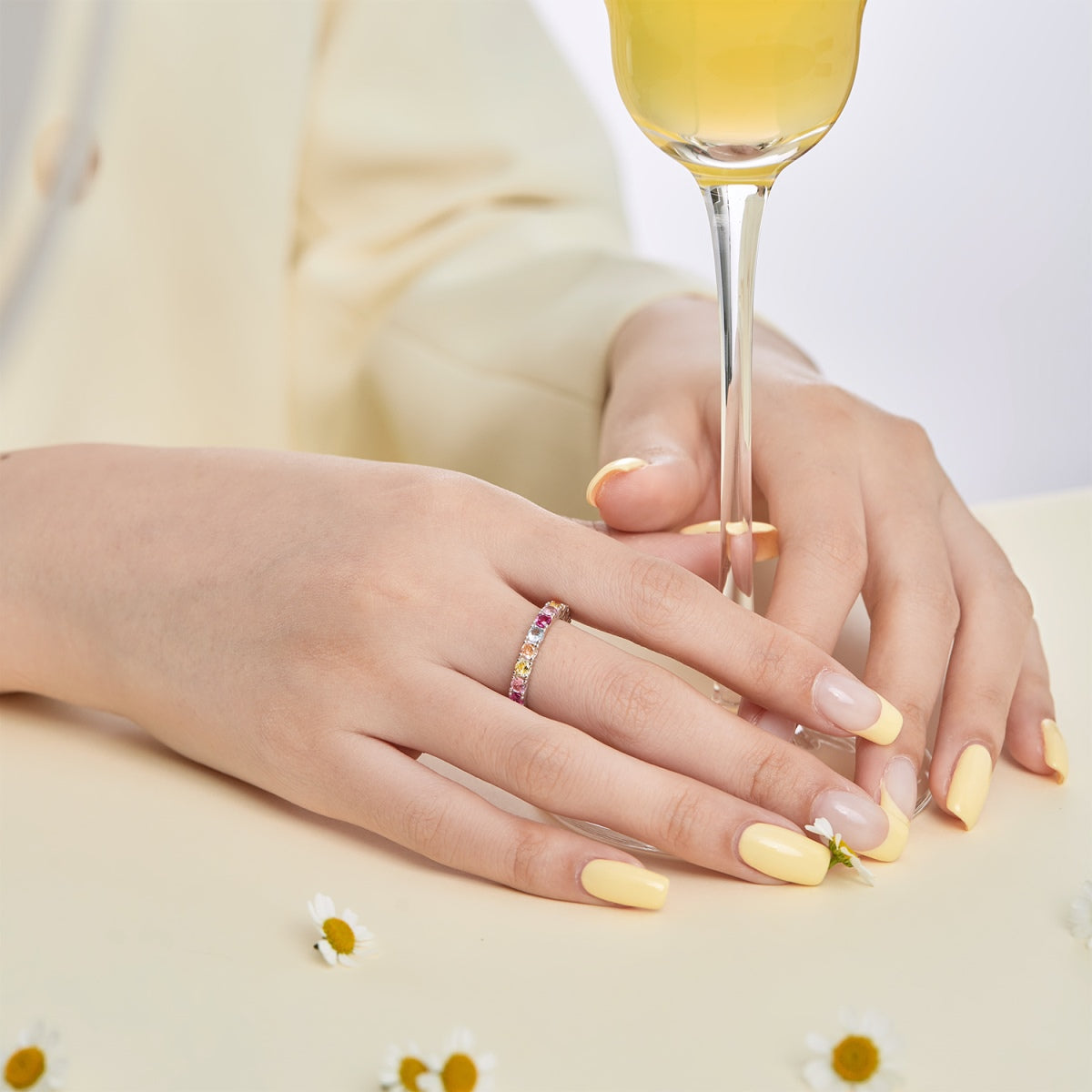 [AuraEcho]Dazzling Lustrous Round Cut Tennis Ring