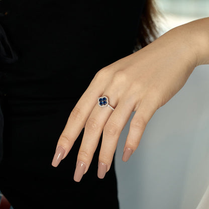 [AuraEcho]Four Leaf Clover Flower Design Ring