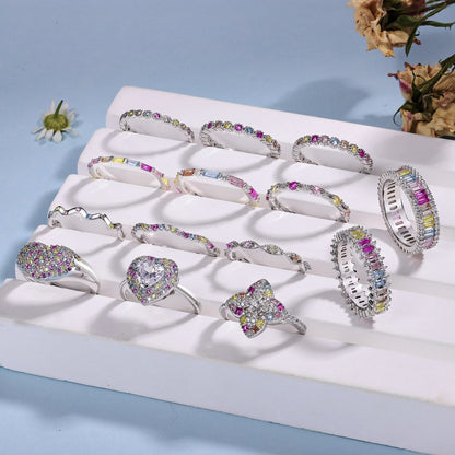 [AuraEcho]Luxurious Colorful Flower Shape Banquet Ring