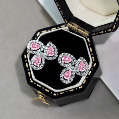 [AuraEcho]Ornate Flower Shape Pear Cut Lover Earrings