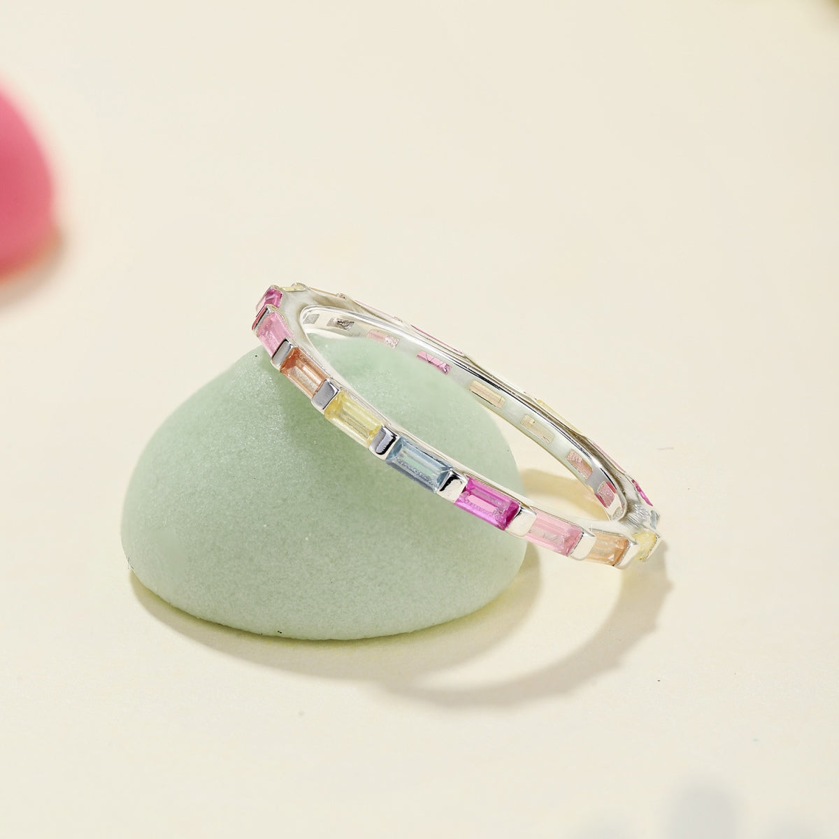 [AuraEcho]Exquisite Multicolored Emerald Cut Daily Ring