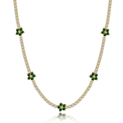 [AuraEcho]Luxurious Colorful Flower Tennis Necklace
