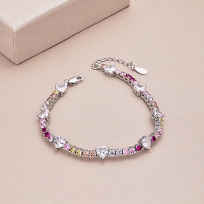 [AuraEcho]Romantic Heart Shape Round Cut Lover Bracelet