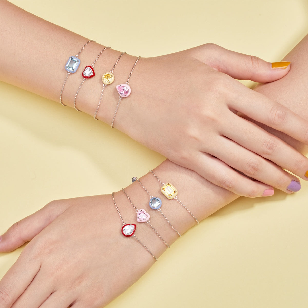 [AuraEcho]2.0 Carat Sparkling Colorful Emerald Cut Daily Bracelet