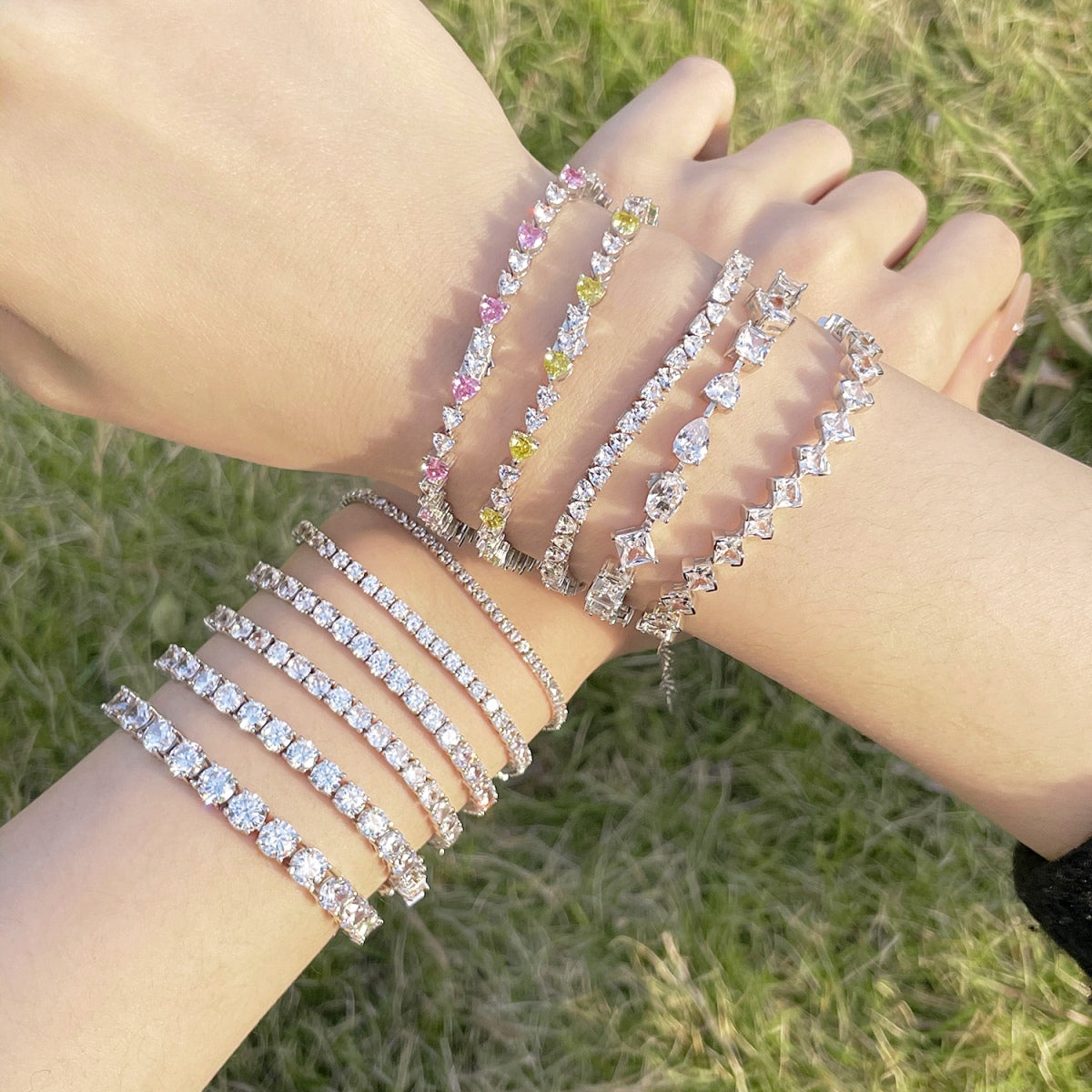 [AuraEcho]Luxurious Ornate Round Cut Tennis Bracelet