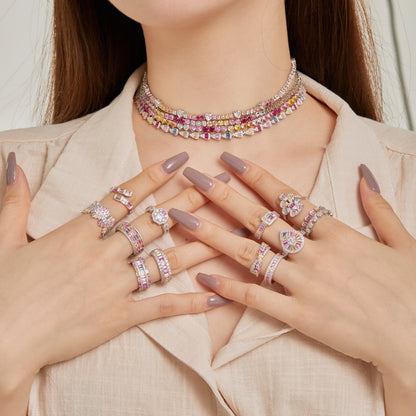 [AuraEcho]Sparkling Colorful Water Drop Shape Daily Ring