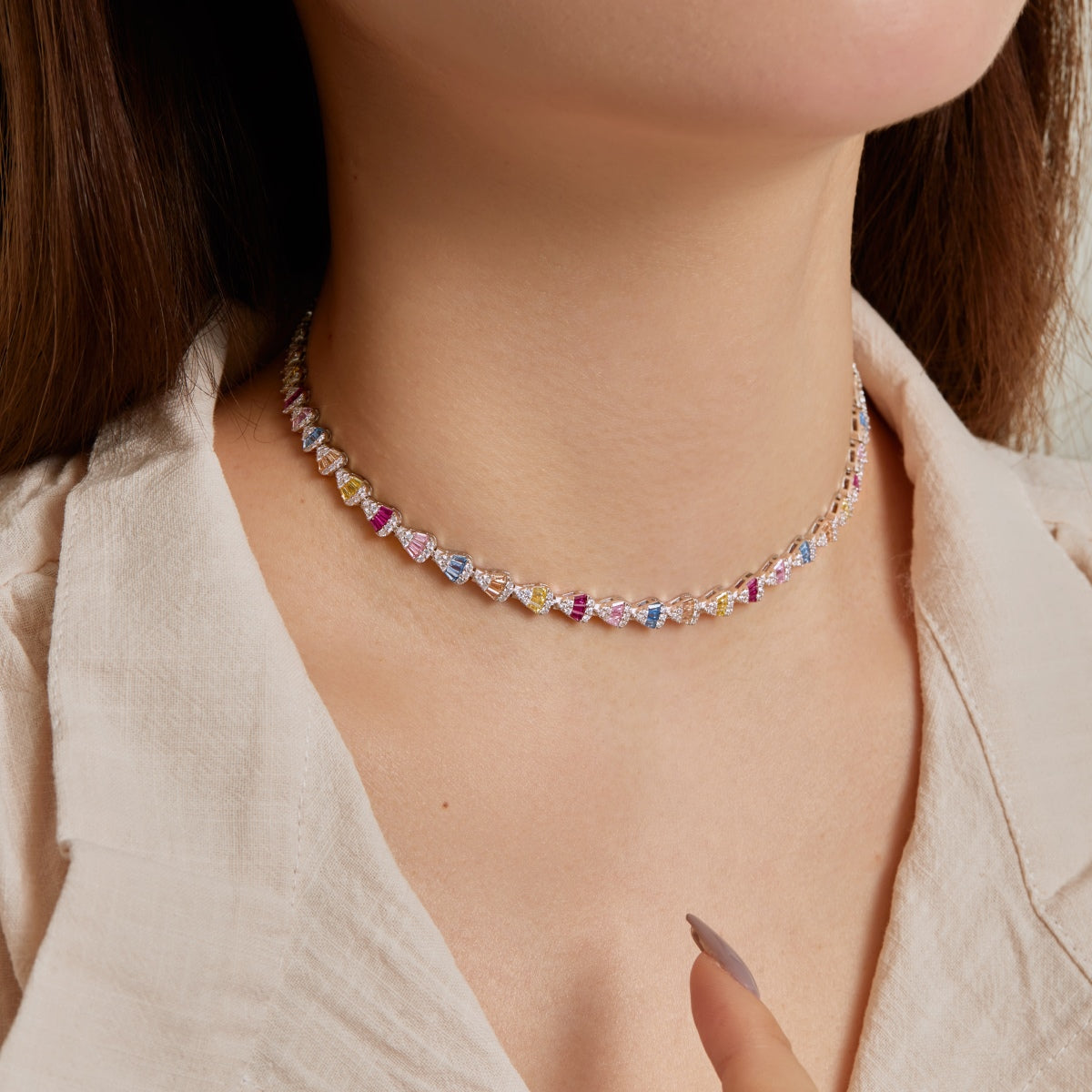[AuraEcho]Radiant Colorful Rainbow Necklace