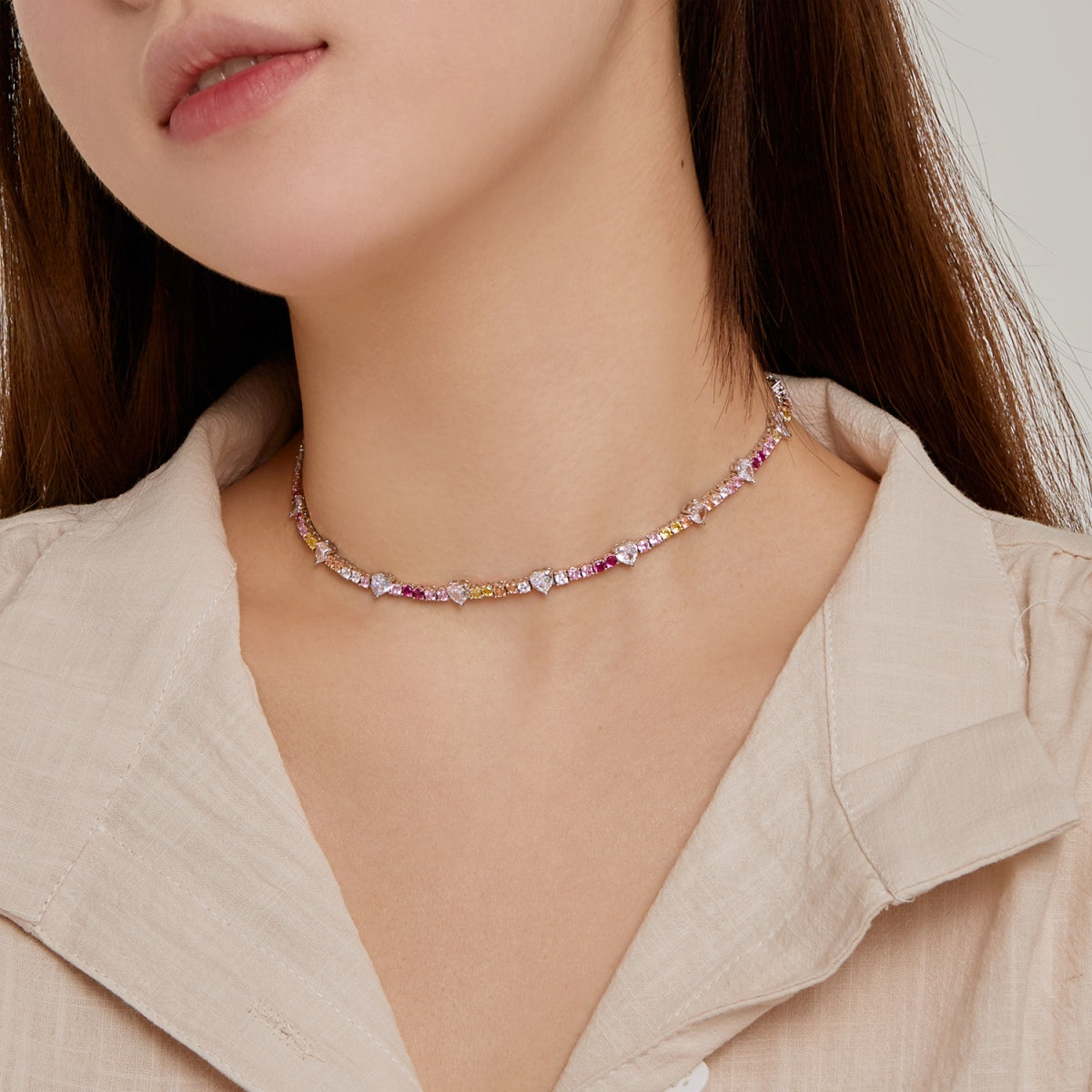 [AuraEcho]Delicate Colorful Rainbow Tennis Chain