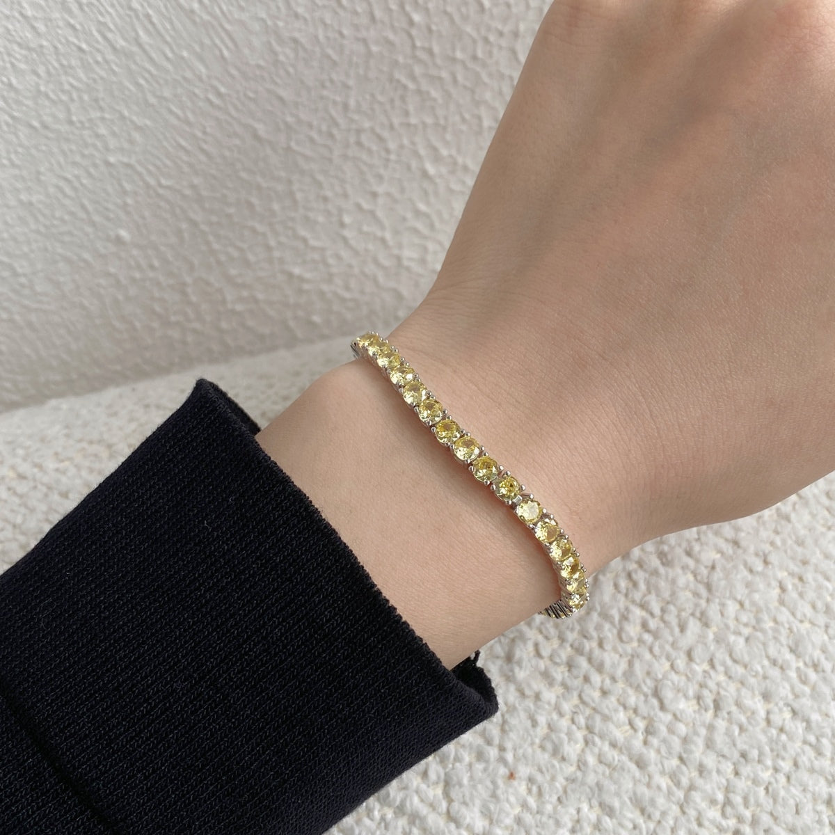 [AuraEcho]Ornate Dazzling Round Cut Tennis Bracelet
