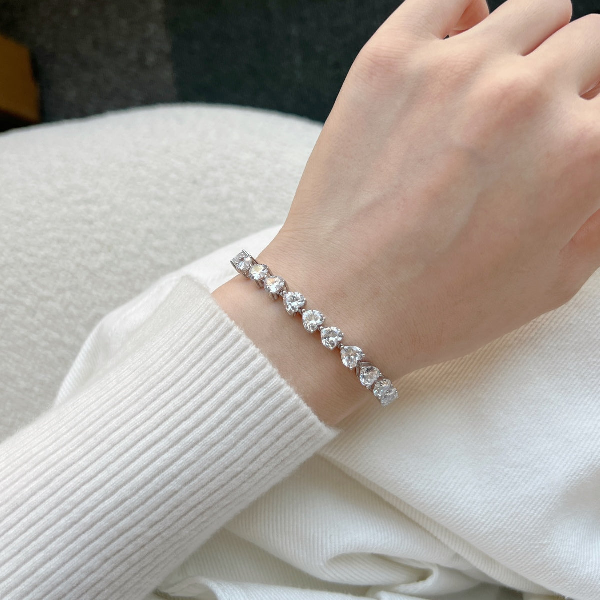 [AuraEcho]0.75 Carat Elegant Romantic Heart Shape Lover Bracelet