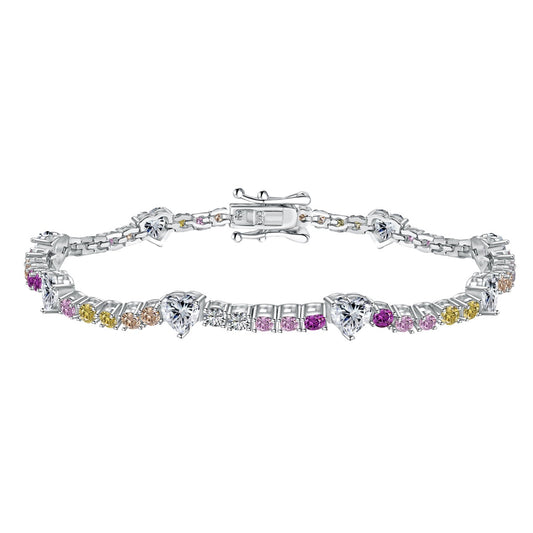 [AuraEcho]Romantic Heart Shape Round Cut Lover Bracelet