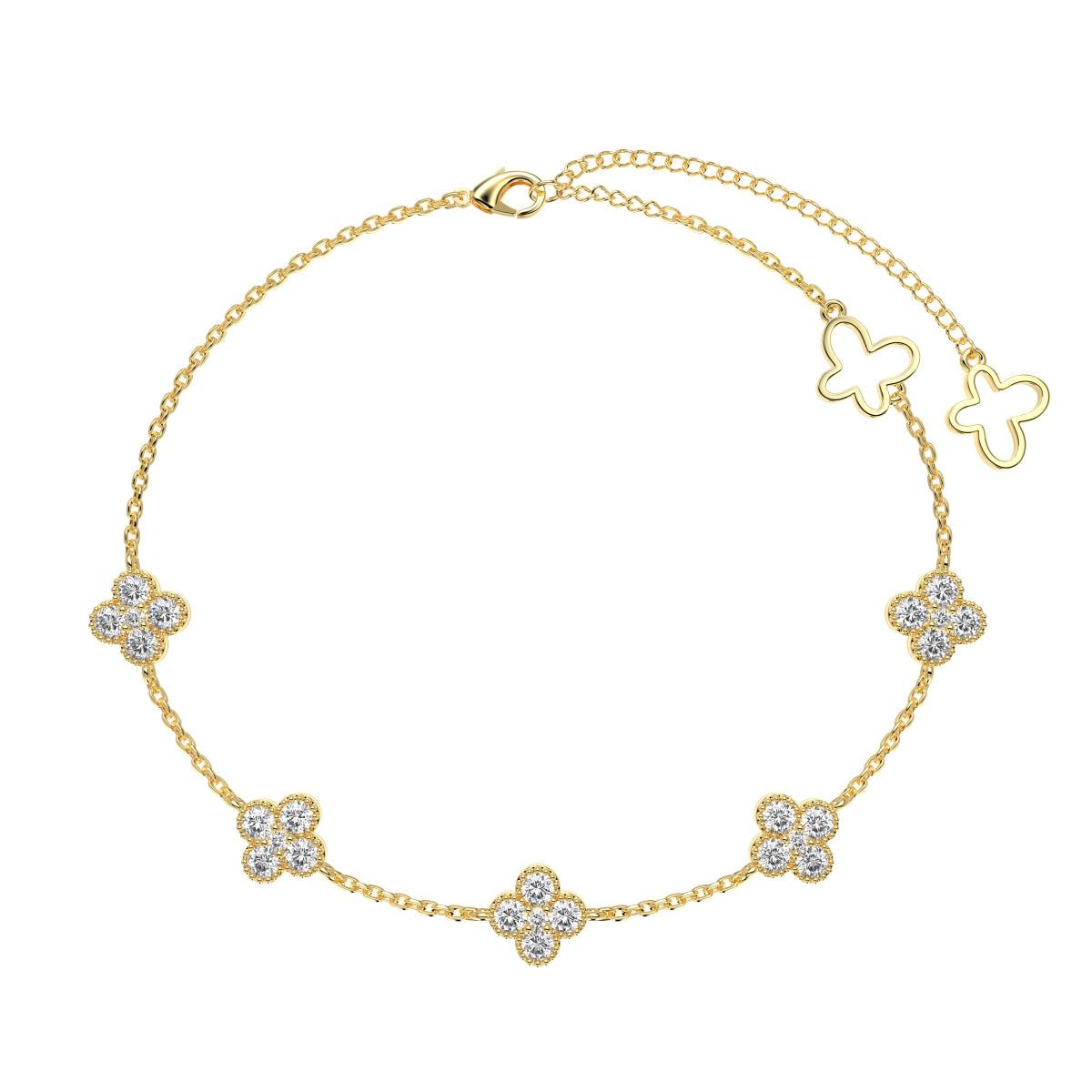 [AuraEcho]Four-Leaf Clover Hollow Butterfly Bracelet