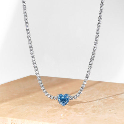 [AuraEcho]2.0 Carat Sparkling Tennis Heart Cut Necklace
