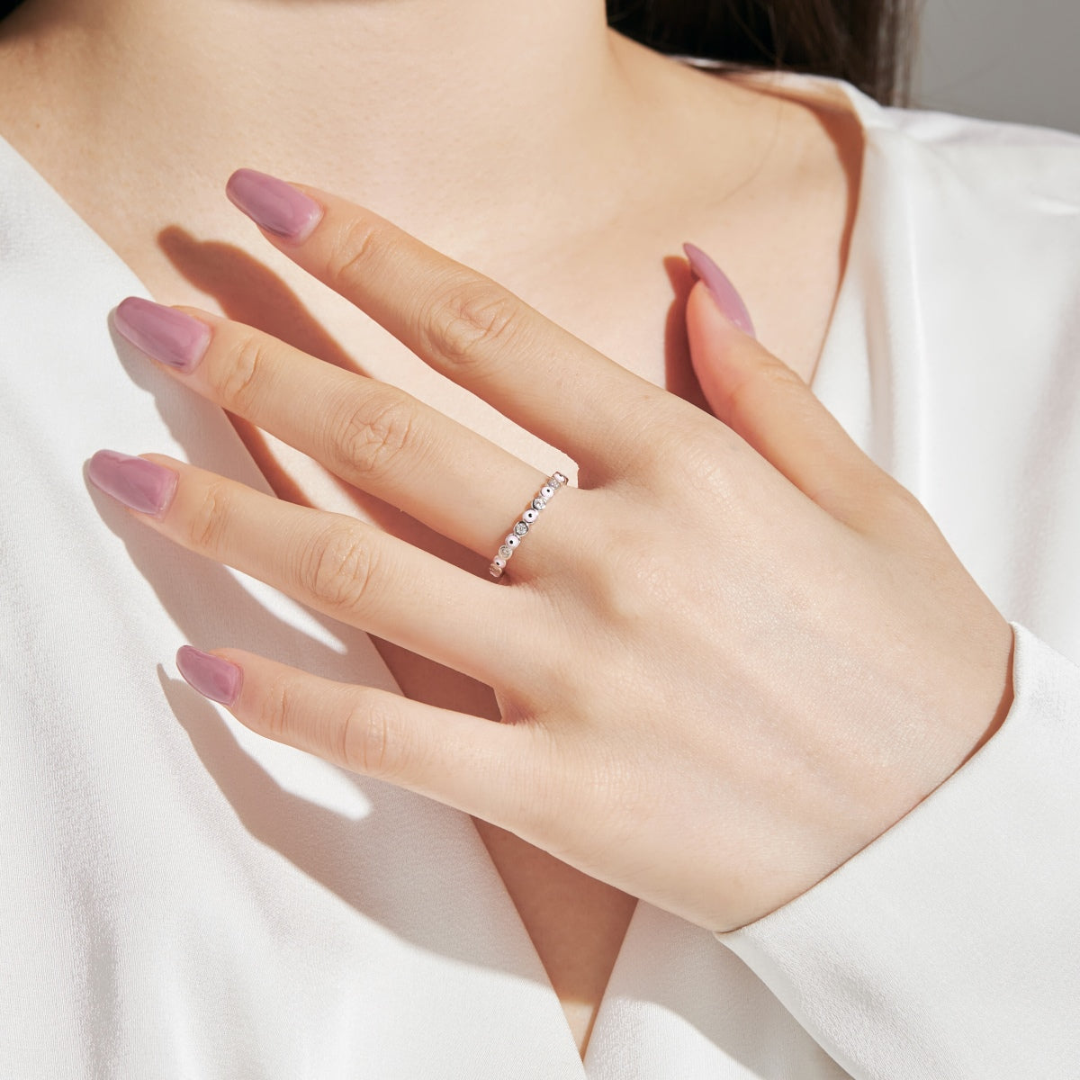 [AuraEcho]Sparkling Vibrant Round Shape Daily Ring