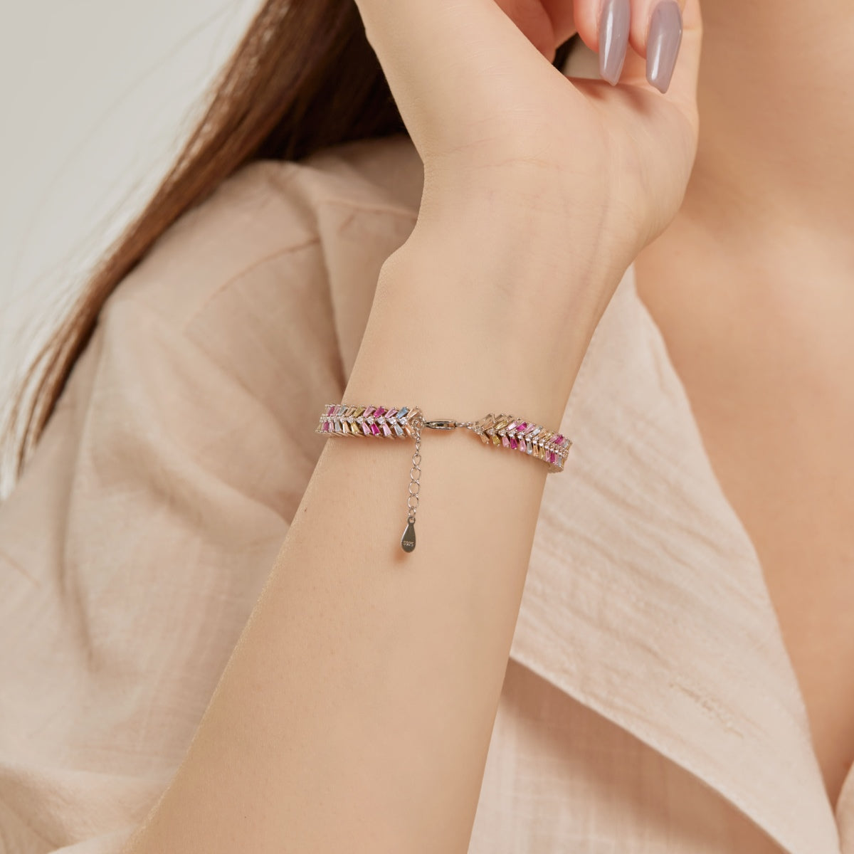 [AuraEcho]Dainty Radiant Emerald Cut Daily Bracelet