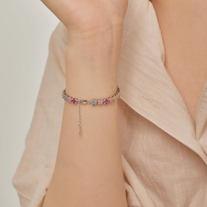 [AuraEcho]Delicate Colorful Emerald Cut Daily Bracelet