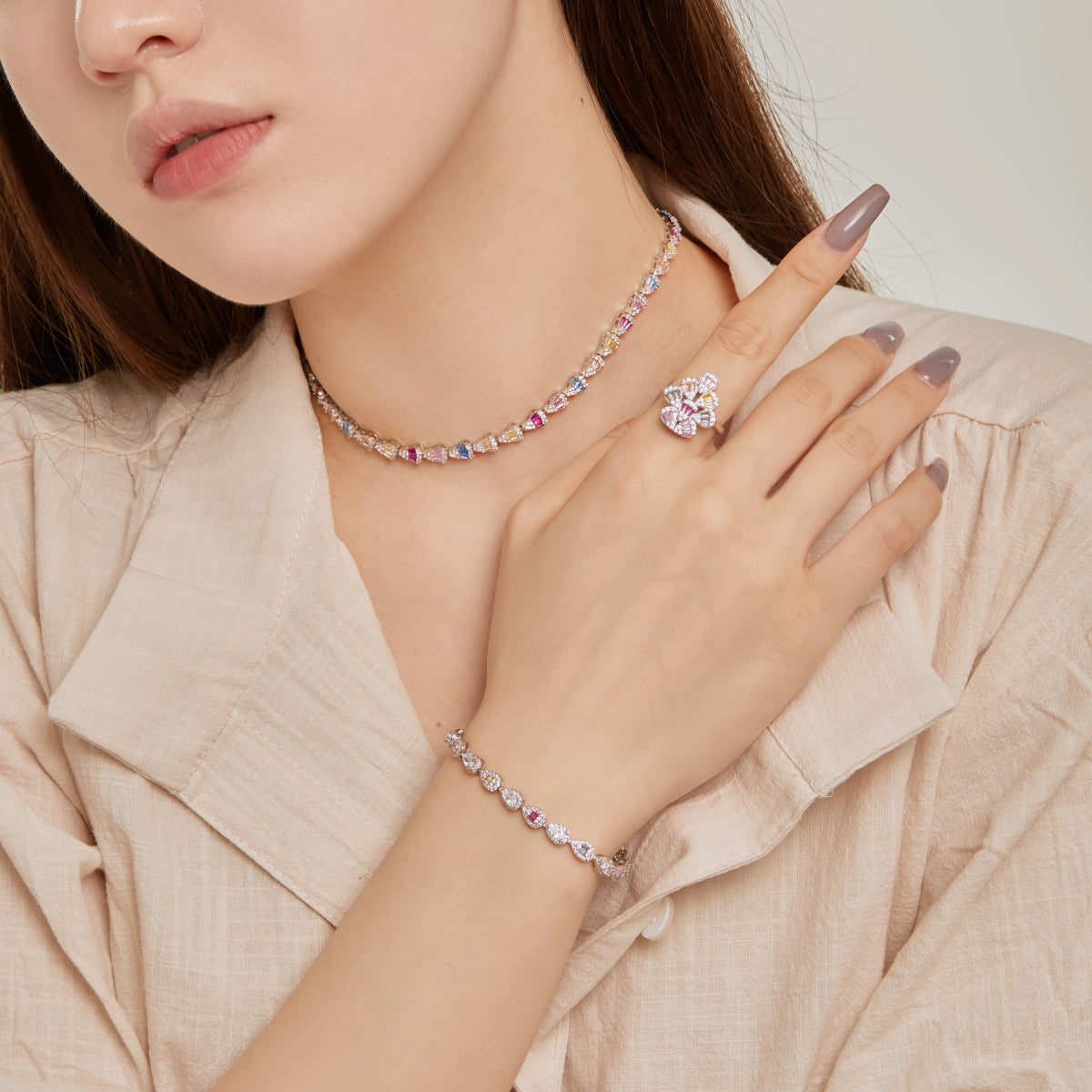 [AuraEcho]0.25 Carat Radiant Water Drop Shape Daily Bracelet