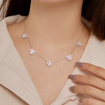 [AuraEcho]Sparkling Five Heart Necklace
