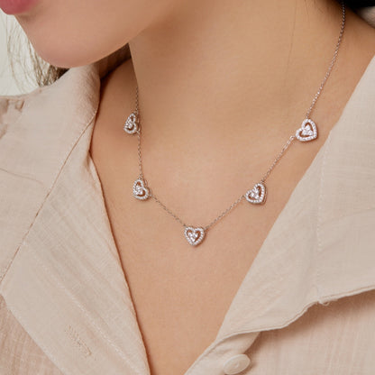 [AuraEcho]Sparkling Five Heart Necklace