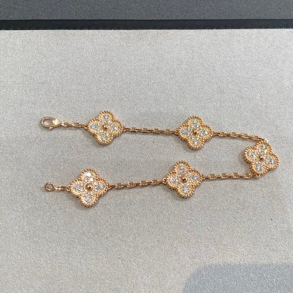 [Auraecho] CLOVER 5 MOTIF FULL DIAMOND BRACELET COLLECTION