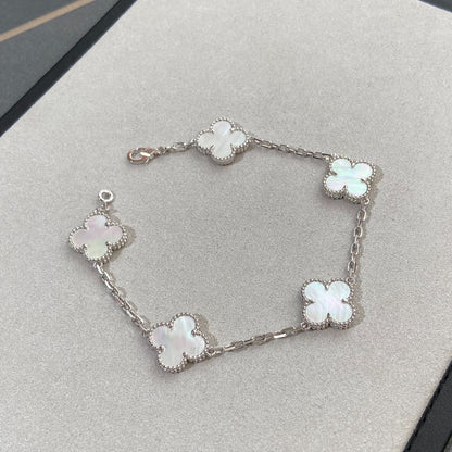[AuraEcho]CLOVER SILVER MOP 5 MOTIF BRACELET