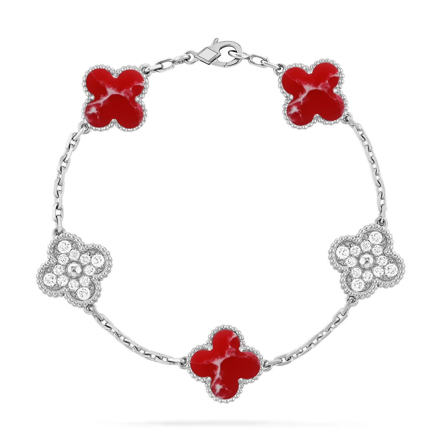 [Auraecho]CLOVER 5 MOTIF RED PATTERN BRACELET COLLECTION