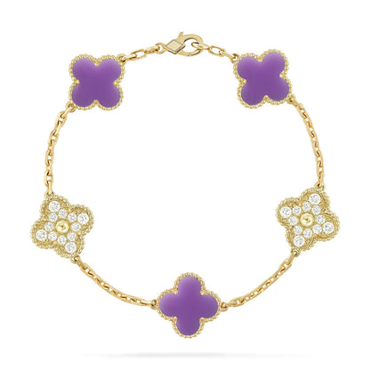 [Auraecho]CLOVER 5 MOTIF LIGHT PURPLE BRACELET COLLECTION