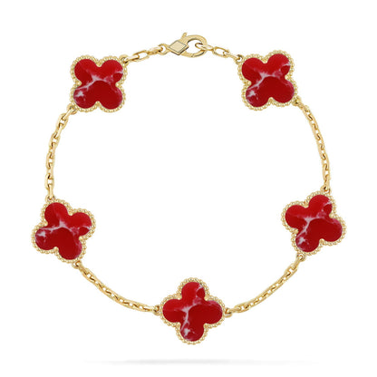 [Auraecho]CLOVER 5 MOTIF RED PATTERN BRACELET COLLECTION