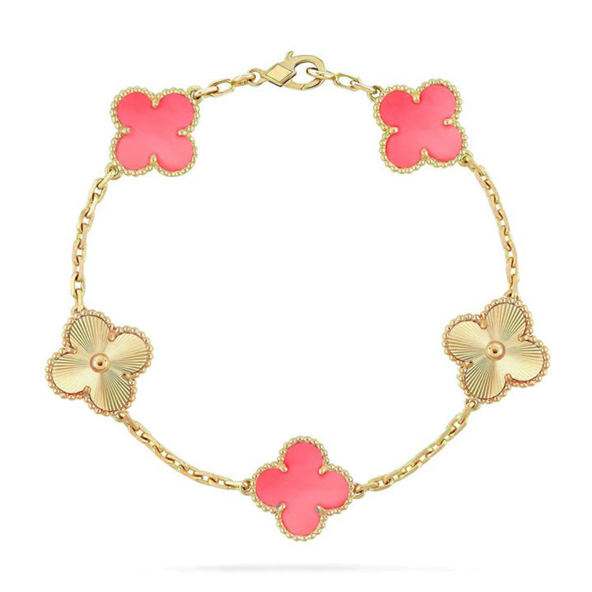 [Auraecho] CLOVER 5 MOTIFS  PINK MOP BRACELET COLLECTION