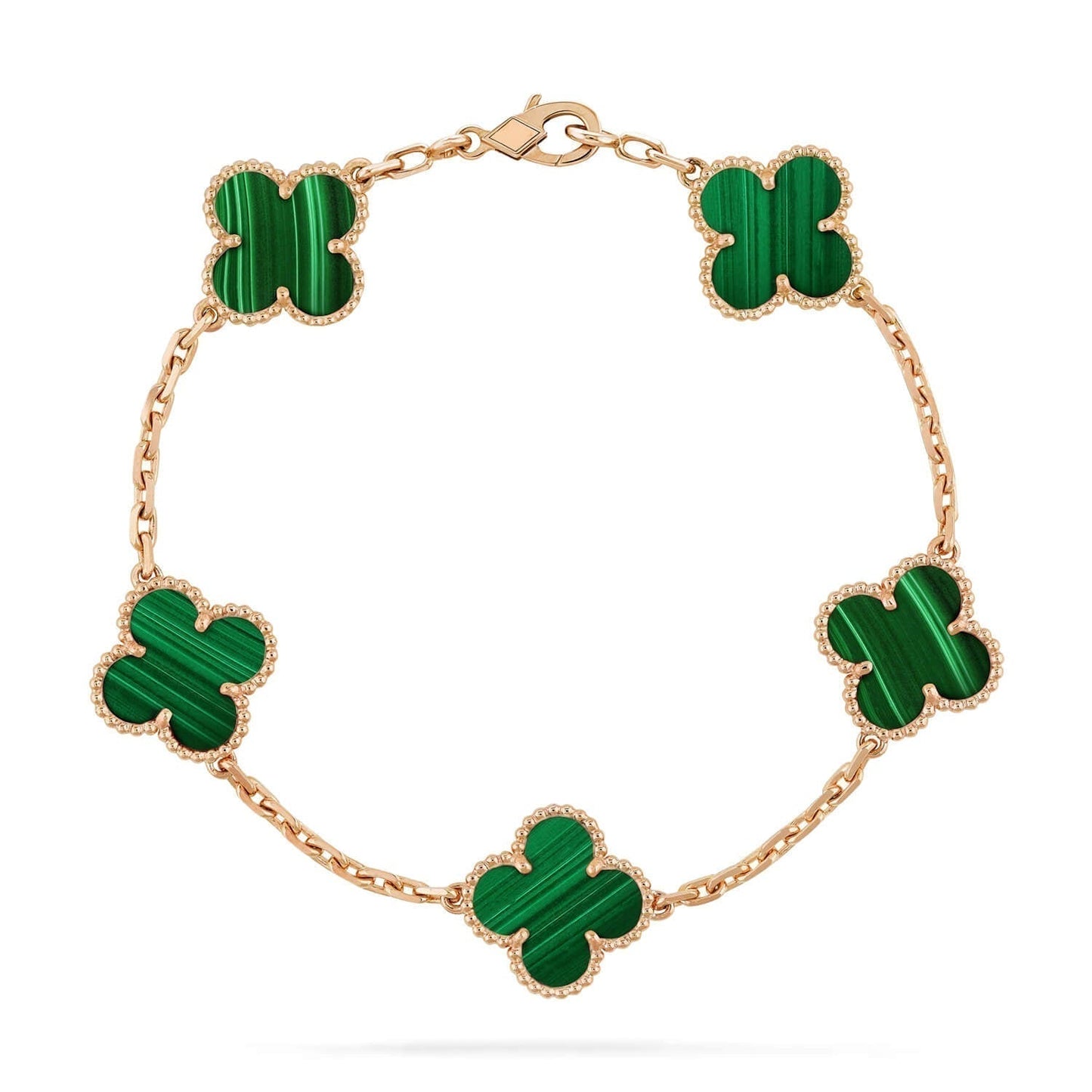 [AuraEcho]CLOVER 5 MOTIFS MALACHITE BRACELET