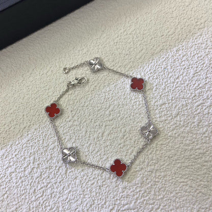 [AuraEcho]CLOVER 6 MOTIF RED AGATE LASER BRACELET