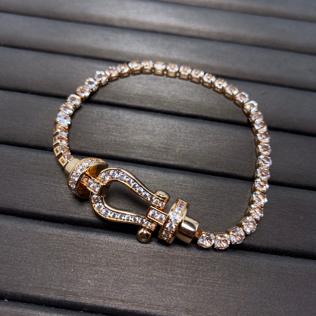 [AuraEcho]FORCE  LARGE HORSESHOE FULL DIAMOND TENNIS BRACELET