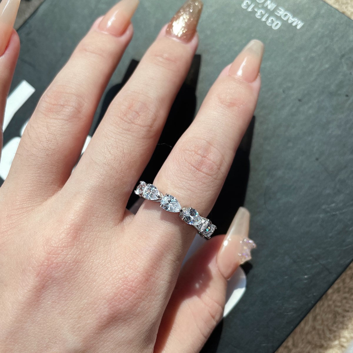 [AuraEcho]Exquisite Pear Cut Tennis Ring