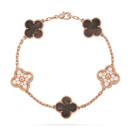[Auraecho] CLOVER 5 MOTIF GRAY MOP BRACELET COLLECTION