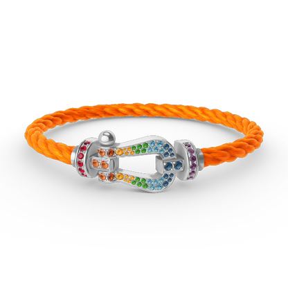 [AuraEcho]FORC LARGE HORSESHOE  COLORED DIAMOND BRACELET SILVER