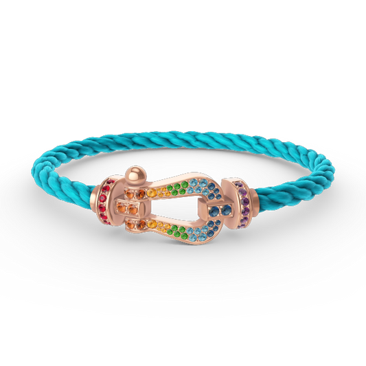 [AuraEcho]FORCE LARGE HORSESHOE  COLORED DIAMOND BRACELET ROSE GOLD