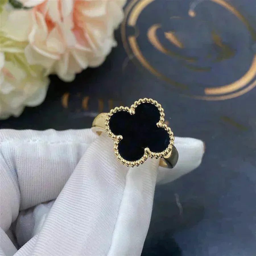 [AuraEcho]CLOVER ONYX RING
