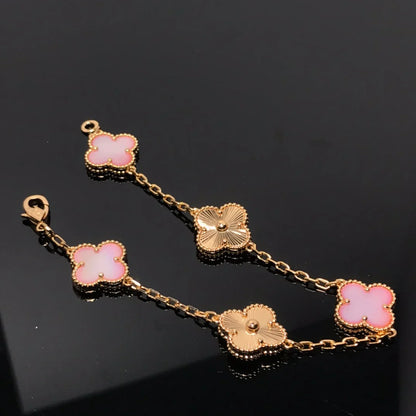 [Auraecho] CLOVER 5 MOTIFS  PINK MOP BRACELET COLLECTION